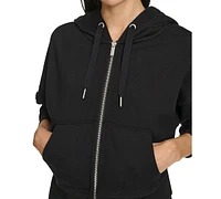 Calvin Klein Women's Fleece Crop Zip-Front Long-Sleeve Hoodie