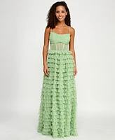 Say Yes Juniors' Ruffled Embellished Corset Gown, Created for Macy's