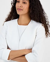 Kasper Women's Collarless Open-Front Cuffed Jacket, Regular & Petite Sizes
