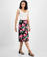 Kasper Women's Floral Flared Pull-On Midi Skirt