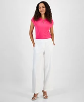 Kasper Women's Crepe Pull-On Wide-Leg Pants, Regular & Petite Sizes