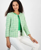 Kasper Women's Tweed Collarless Open-Front Jacket, Regular & Petite Sizes