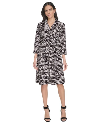 Calvin Klein Women's Printed Faux-Wrap Dress