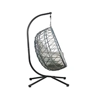 Single Person Egg Swing Chair in Grey Steel Frame With Removable Cushions