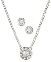 Givenchy Stone & Crystal Halo Pendant Necklace & Stud Earrings Set