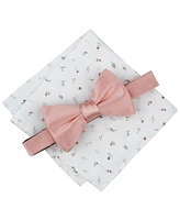 Bar Iii Men's Logan Solid Bow Tie & Floral Pocket Square Set, Exclusively at Macy's