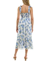 Bcx Juniors' Floral Print Jacquard Sleeveless Fit & Flare Dress