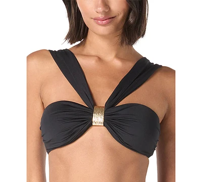 Carmen Marc Valvo Women's Embellished Bandeau Bra Swim Top