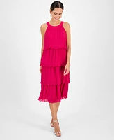Robbie Bee Women's Round-Neck Sleeveless Tiered Dress