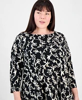 Jm Collection Plus Printed High-Low Swing Top, Exclusively at Macy's