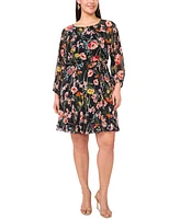 Msk Plus Printed Blouson-Sleeve Fit & Flare Dress