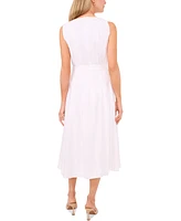 Msk Petite Cotton Square-Neck Belted Sleeveless Midi Dress