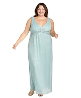 R & M Richards Plus Crinkle Jacket Gown Set