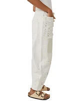 Free People Women's Moxie Drawstring Barrel-Leg Jeans