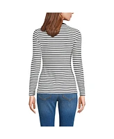 Lands' End Women's Polished Rib Tie Henley Top