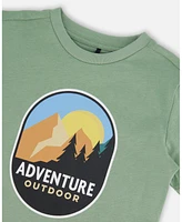 Deux par Toddler Boys Organic Cotton Graphic Tee Sage And Multi - Toddler|Child