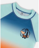 Deux par Boys Short Sleeve Rashguard Navy Blue, Turquoise, And Orange