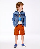 Deux par Boys Denim Jacket With French Terry Hood White And Blue