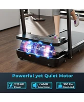 2 in 1 Folding Treadmill with 300 Lbs Capacity and Remote Control for Home