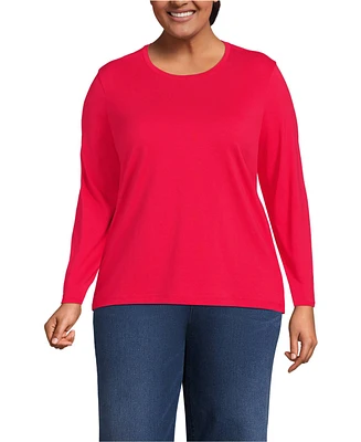 Lands' End Women's Plus Relaxed Supima Cotton Long Sleeve Crew Neck T-Shirt