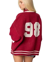 Edikted Womens 98 Varsity Zip Up Sweater