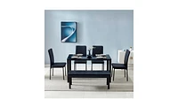 Simple Assembled Tempered Glass & Iron Dinner Table