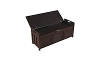Storage Bench with 3 Shutter-shaped Doors, Shoe Bench with Removable Cushion and Hidden Storage Space