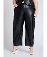 Eloquii Women's Plus Faux Leather Barrel Leg Pant