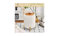 Round Vanity Stool Chair with 23Qt Storage and Padded Seat