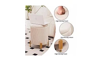 Round Vanity Stool Chair with 23Qt Storage and Padded Seat