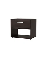 Fm Furniture Round Rock Nightstand with a Drawer, Stained Walnut