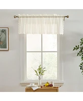 Hlc.me Sophia Floral Rod Pocket Lace Semi Sheer Voile Short Valance for Small Windows