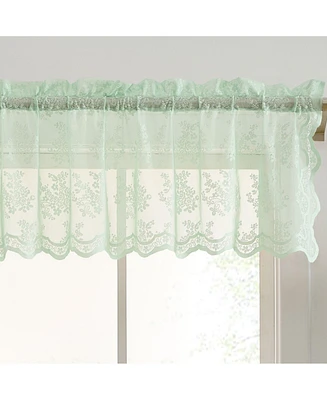 Hlc.me Jolene Floral Rod Pocket Lace Semi Sheer Voile Short Valance for Small Windows, Kitchen & Bathroom
