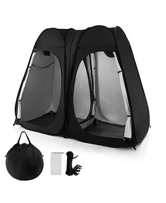 Oversized Pop Up Shower Tent with Window Floor and Storage Pocket