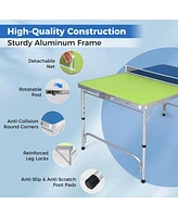 Foldable Ping Pong Table Game Set Mini Table Tennis Table with Adjustable Height