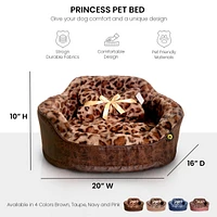 Dream Black Label Leopard Princess Dog Bed - Puppy for Small Dogs, Washable Cuddler Cat Elegant, Royal Design Beds and Kitten