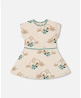 Deux par Big Girls Printed French Terry Dress Off-White And Koala