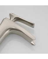 Waterfall Single Hole Single-Handle Low-Arc Bathroom Faucet With Deck Plate in Brushed Nickel