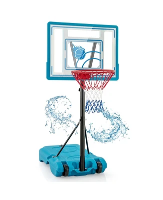 3.8-4.4 Feet Height Adjustable Pool Basketball Hoop for Kids Teens and Adults