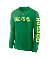 Nike Men's Apple Green Oregon Ducks Basketball Icon Two-Hit Long Sleeve T-Shirt