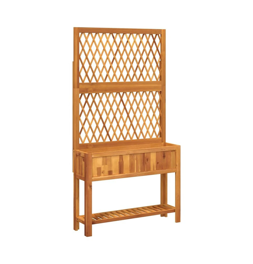 Planter with Trellis and Shelf 39.4"x12.6"x72.8" Solid Wood Acacia