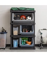 Iris Usa Medium Stackable Storage Bins Open Front, Heavy Duty Garage Organization