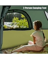 2-person Camping Tent w/ Removable Rain Fly and Double-layer Door