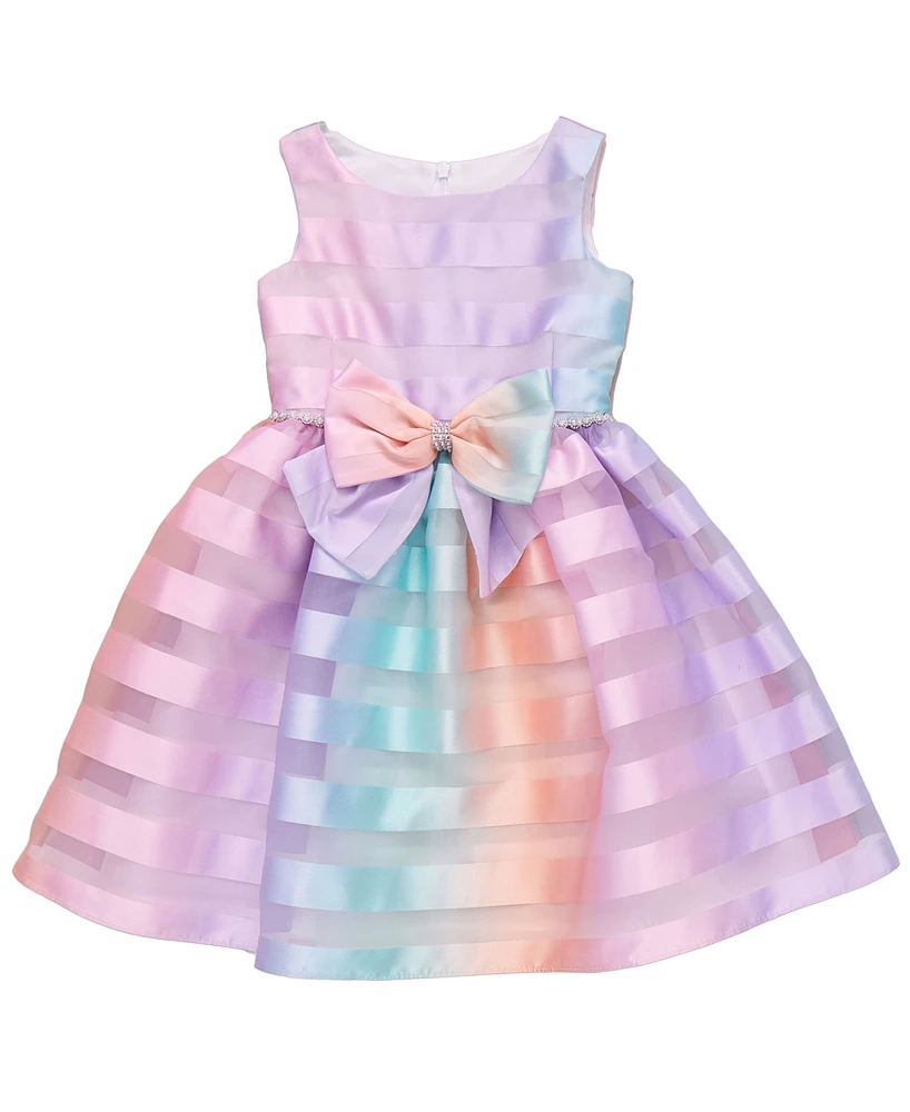 Bonnie Jean Toddler and Little Girls Rainbow Shadow Stripe Party Dress