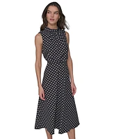 Karl Lagerfeld Paris Women's Printed Mock-Neck Midi Dress