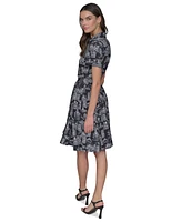 Karl Lagerfeld Paris Women's Toile Tie-Waist Dress