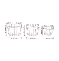 3 Piece Wooden Bucket Planter Set Solid Wood Fir