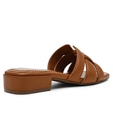 Anne Klein Women's Loyal Square Toe Slide Flat Sandals