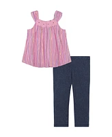 Kids Headquarters Baby Girls Metallic-Striped Tunic & Capri Leggings, 2 Piece Set