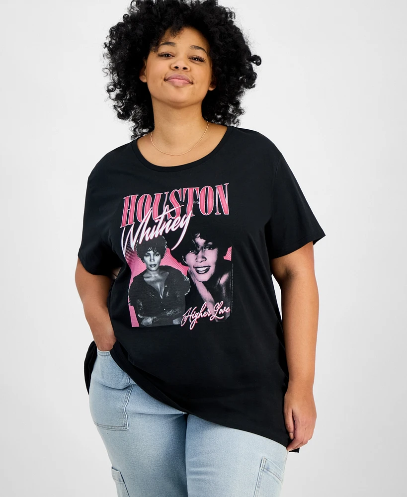 Hybrid Apparel Trendy Plus Cotton Whitney Houston Graphic Tee